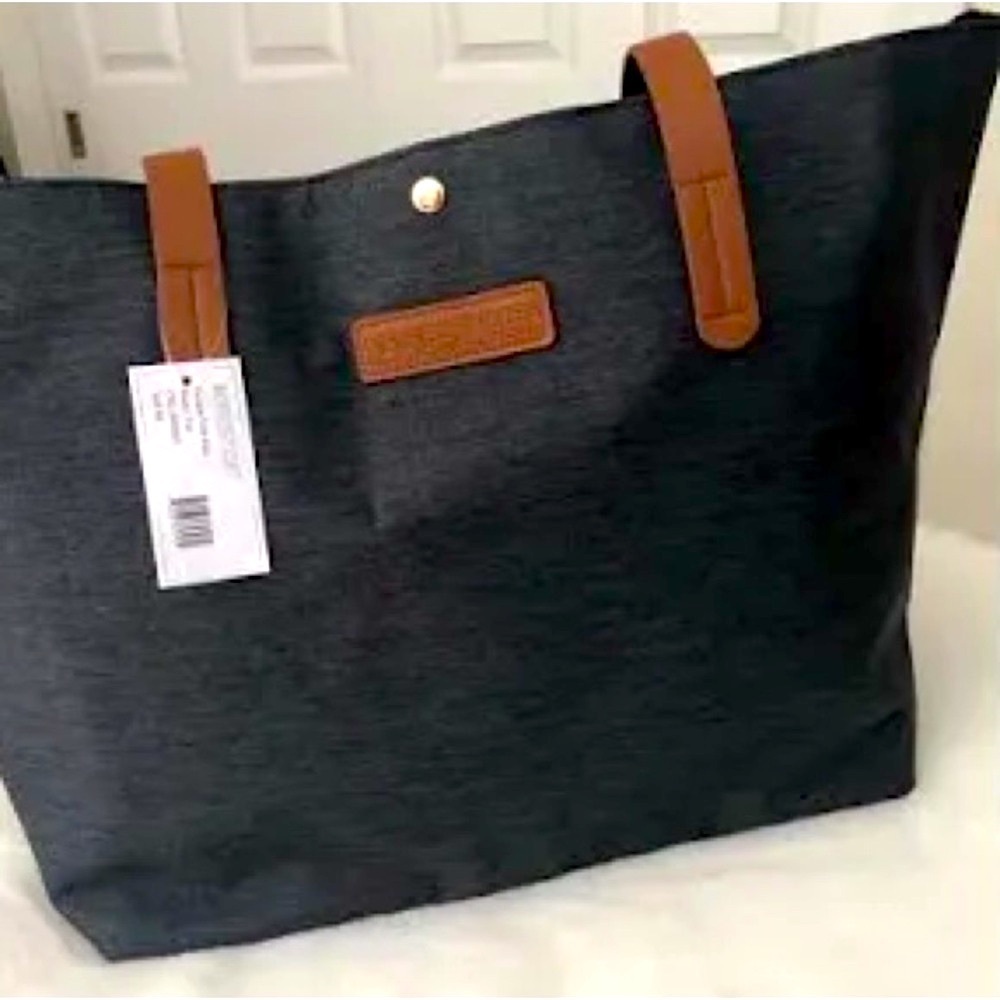 CRG Prestige Black w/Tan Leather Handles Escape Tote Bag